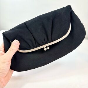 Vintage Black Kisslock Clutch Evening Bag